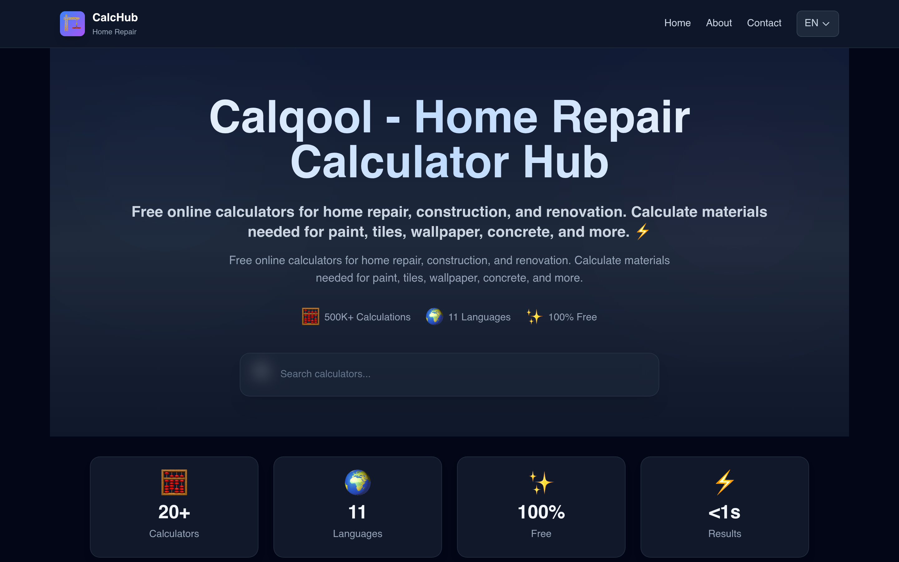 Zrzut ekranu strony calqool.com - kalkulatory online